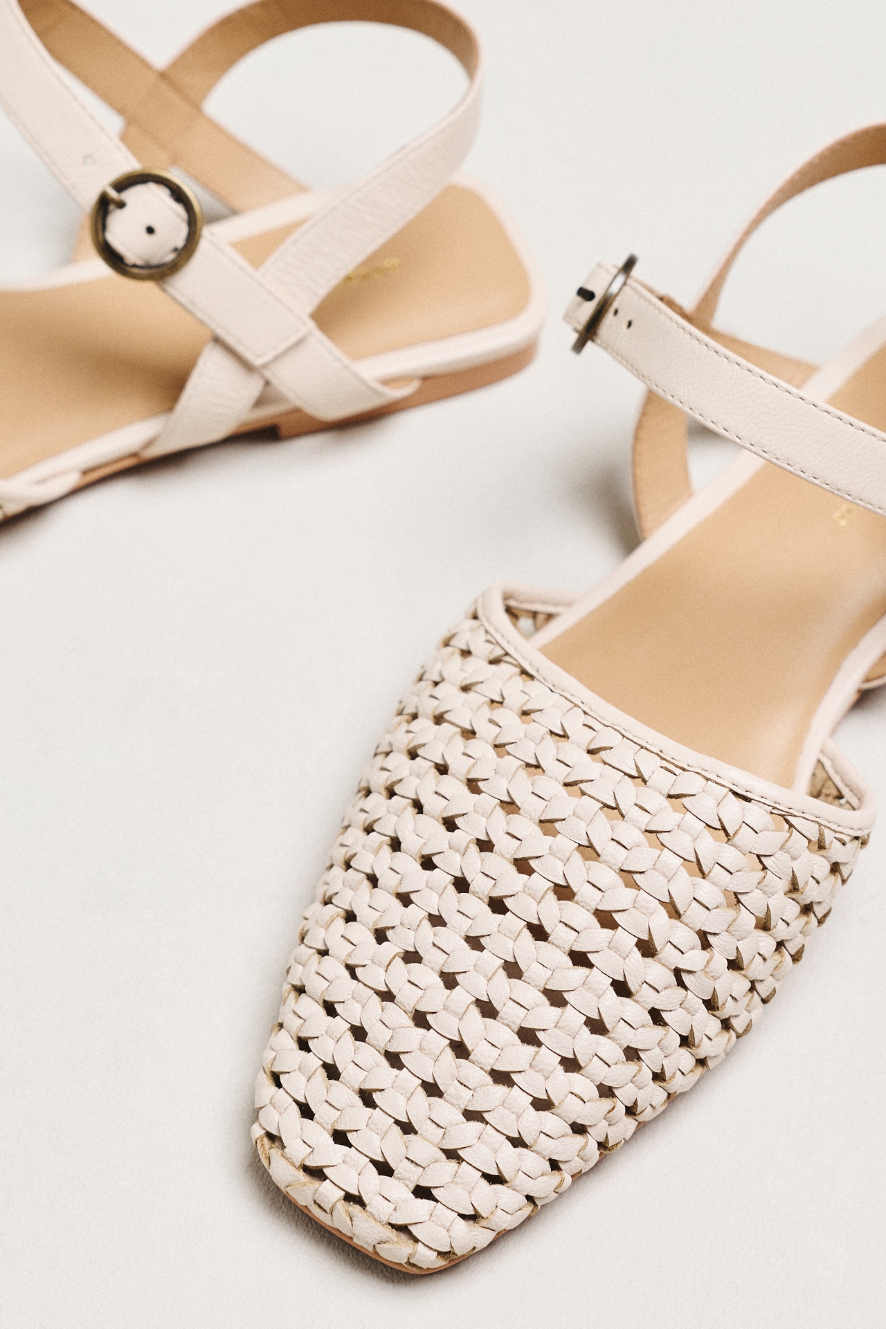 By Anthropologie Woven Leather Ankle Strap Sandals