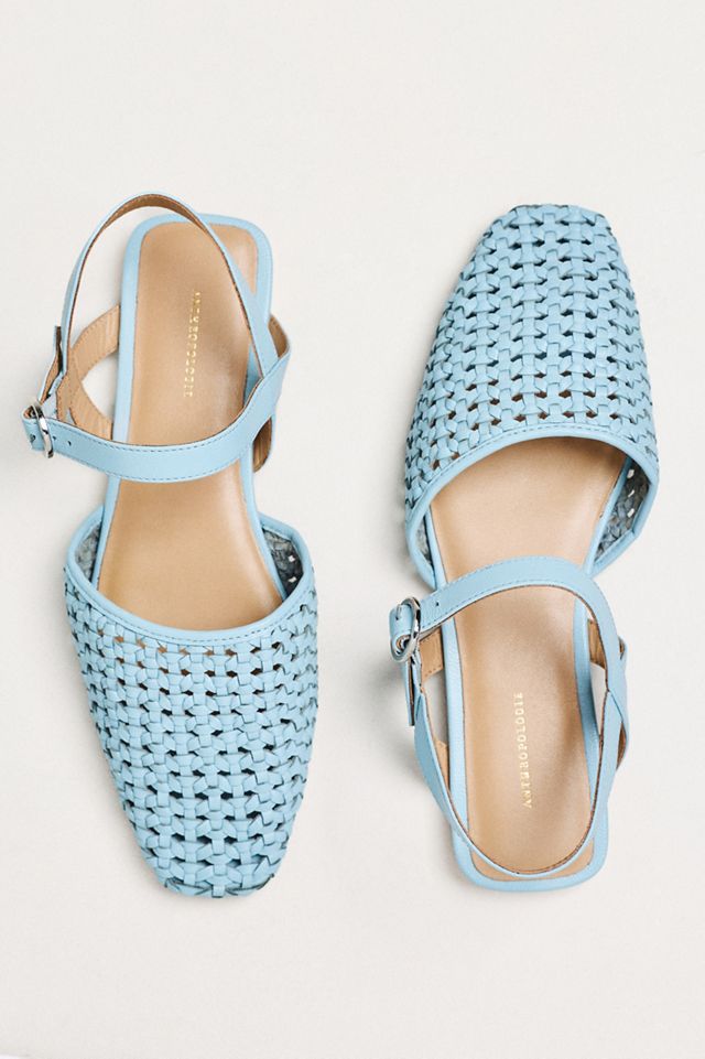 By Anthropologie Woven Leather Ankle Strap Sandals #1