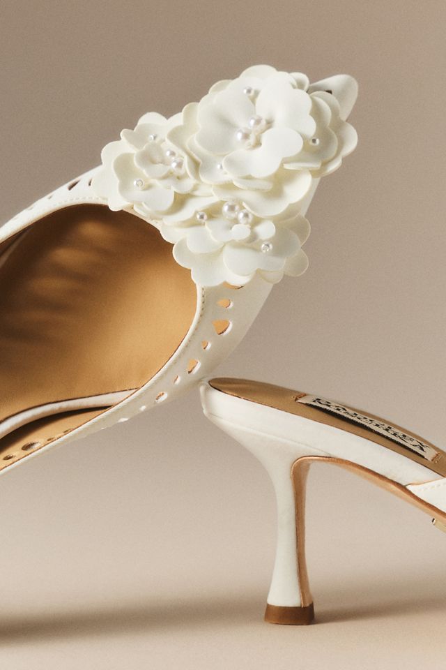 Badgley Mischka Oriana Slip-On 3D Floral Mule Heels | Anthropologie