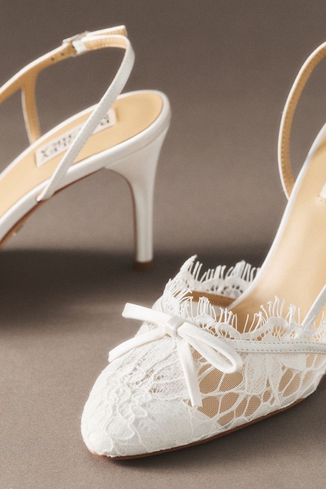BADGLEY MISCHKA ブライダルシューズ Badgley Mischka Oakville Slingback Lace Bow Heels | Anthropologie