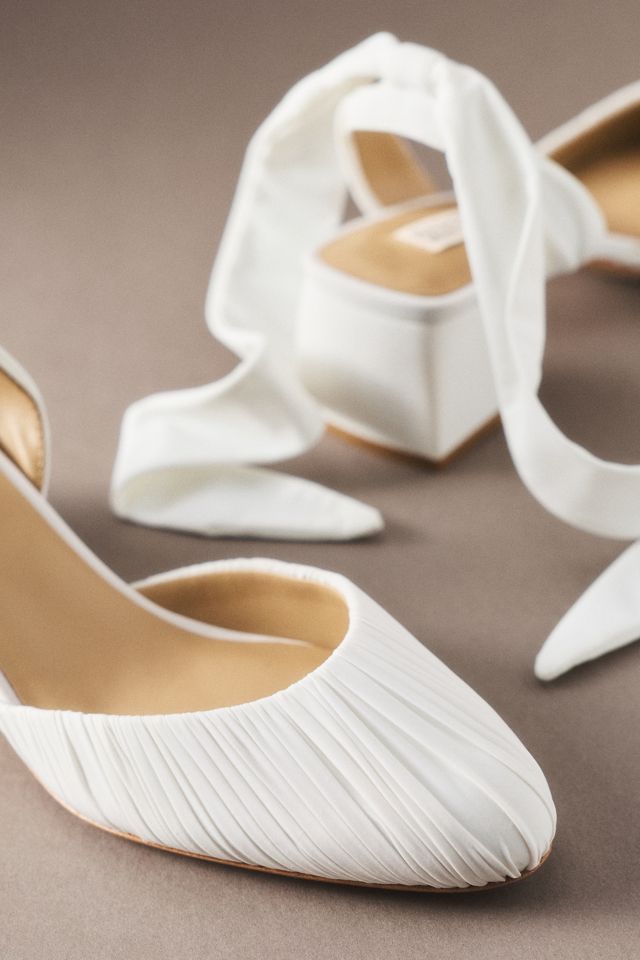 Badgley Mischka Ofelia Ruched Ankle-Wrap Block Heels | Anthropologie