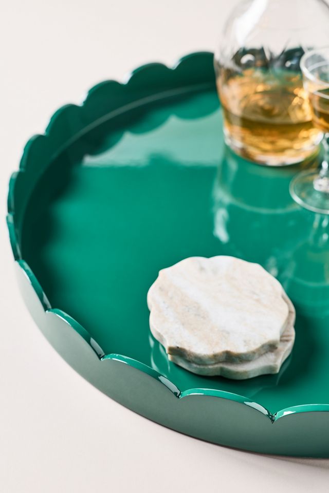 Addison Ross Lacquered Green Round Scallop Tray #1