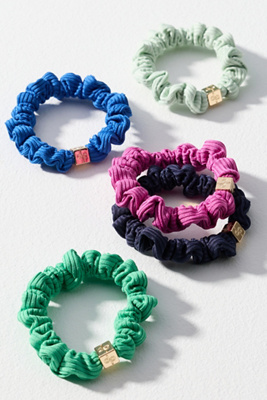 Daily Practice By Anthropologie Daily Practice Ribbed Hair Ties, Set Of 5 In Multi