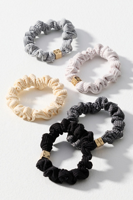 Daily Practice By Anthropologie Daily Practice Ribbed Hair Ties, Set Of 5 In Black