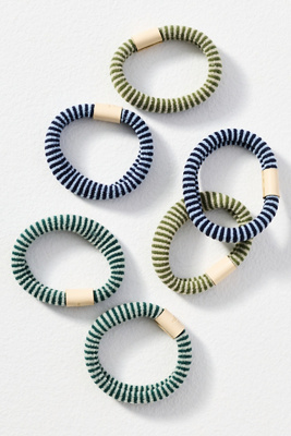 Daily Practice By Anthropologie Daily Practice Sporty Stripe Hair Ties, Set Of 6 In Blue