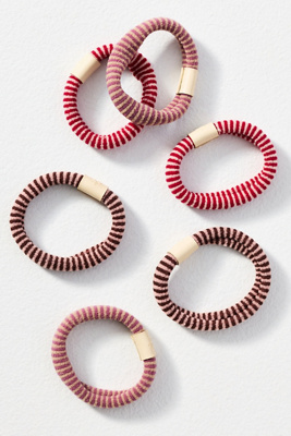 Daily Practice By Anthropologie Daily Practice Sporty Stripe Hair Ties, Set Of 6 In Pink