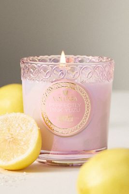 Voluspa Perfectly Pink Yuzu Wicked Glass Candle