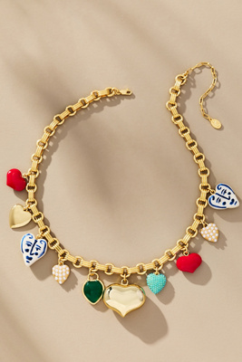 Clare V Le Heartbreaker Charm Necklace In Gold