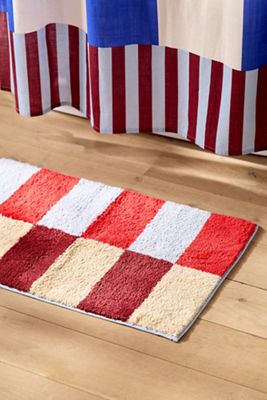 Damson Madder Cotton Woven Striped Bath Mat