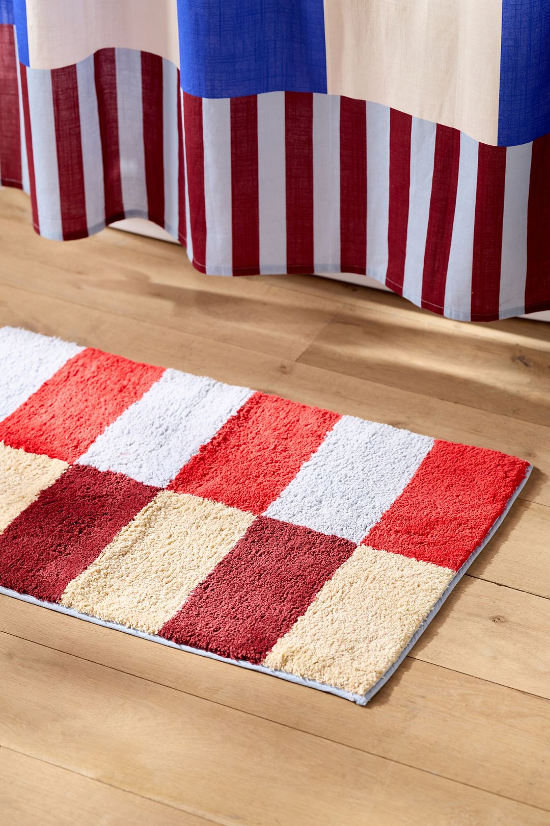 Damson Madder Cotton Woven Striped Bathmat - Warm Multi, 21" X 34"