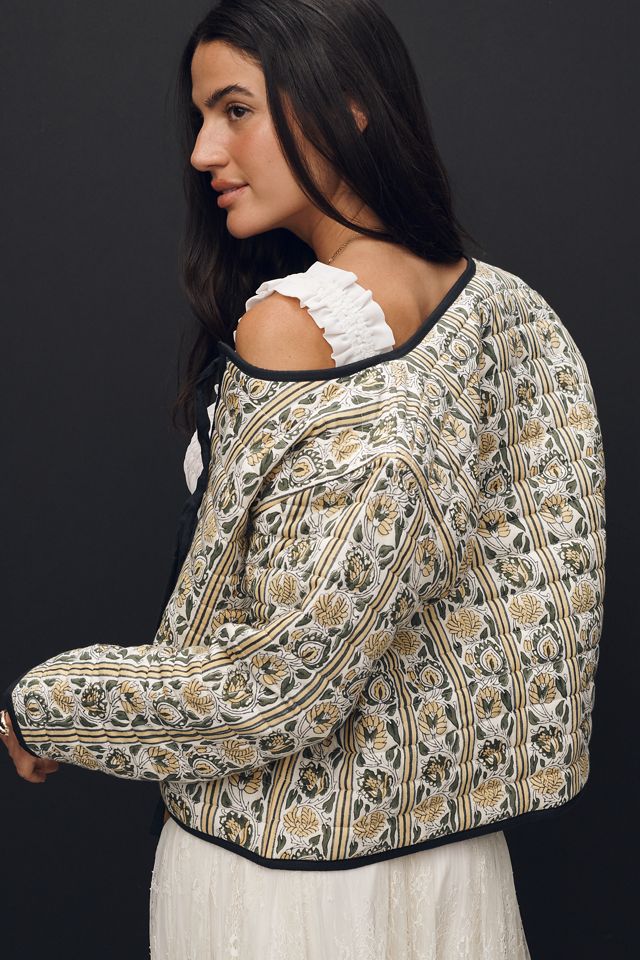 SZ Blockprints Quilted Tie-Front Jacket | Anthropologie