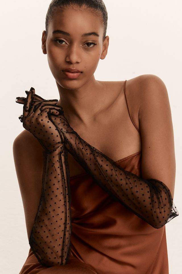 High Heel Jungle Tulle Polka Dot Sheer Gloves #1