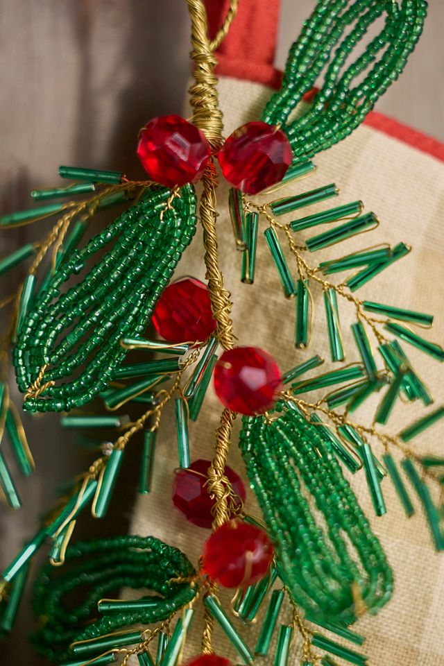 Beaded Mistletoe Charm Ornament #1