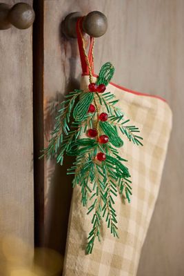 Beaded Mistletoe Charm Ornament
