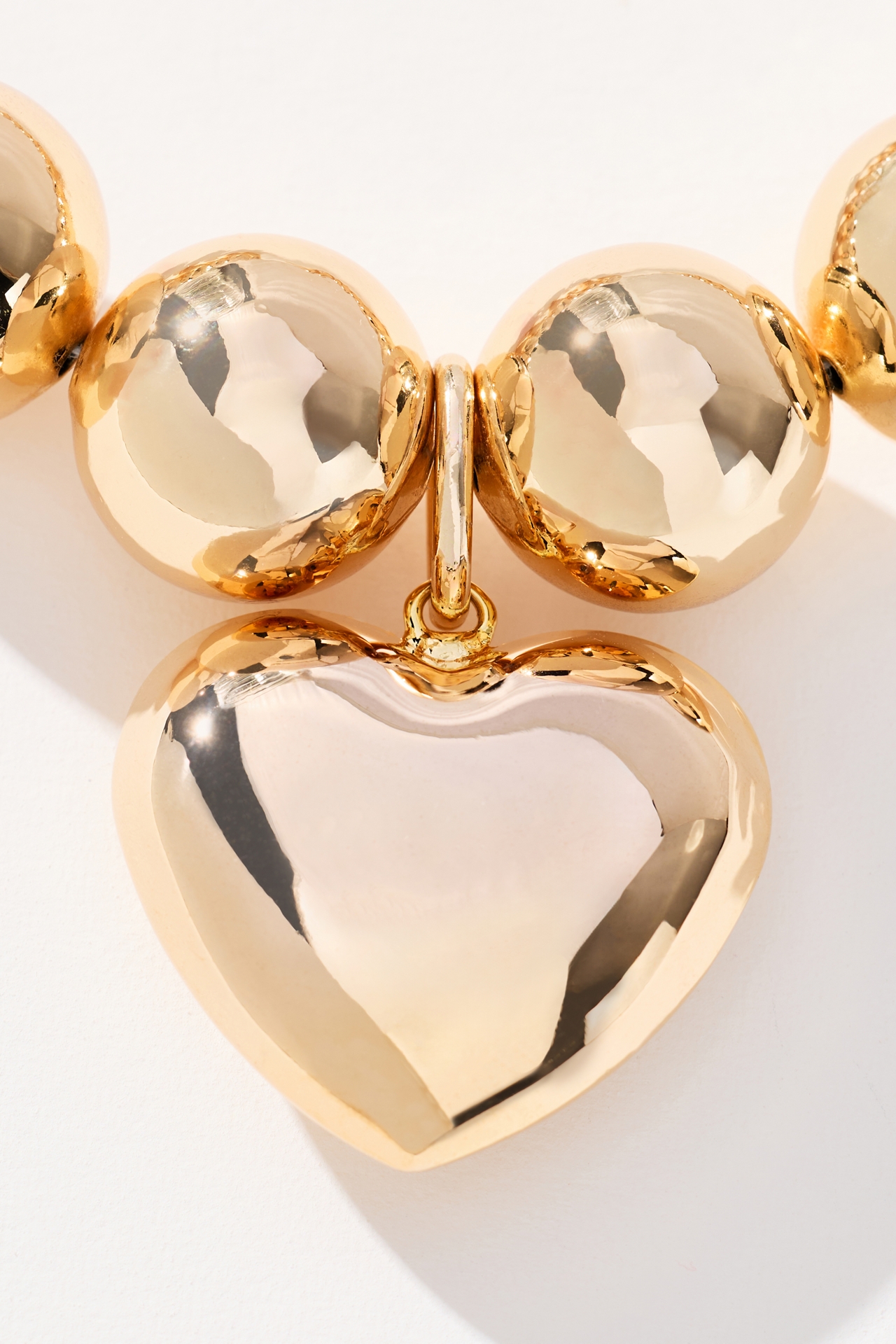 Chunky Ball-Beaded Heart Necklace