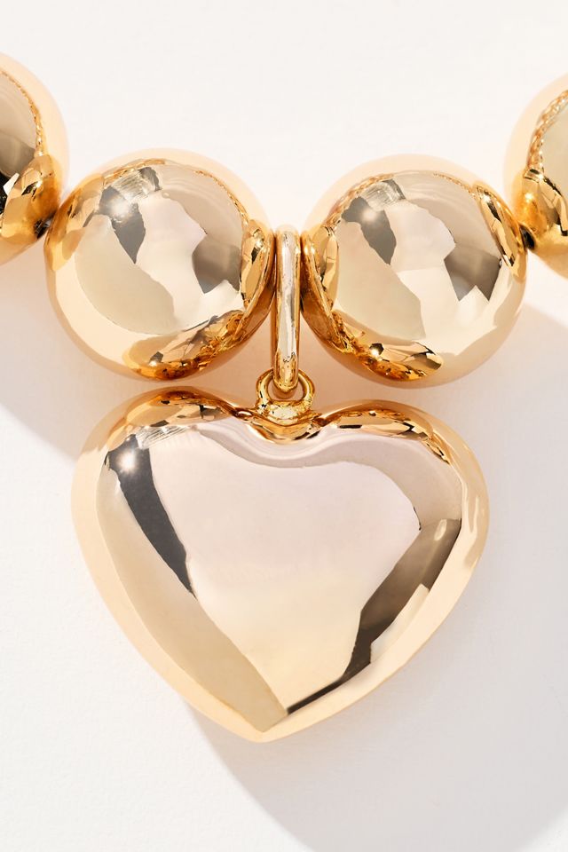 Chunky Beaded Statement Heart Necklace #2