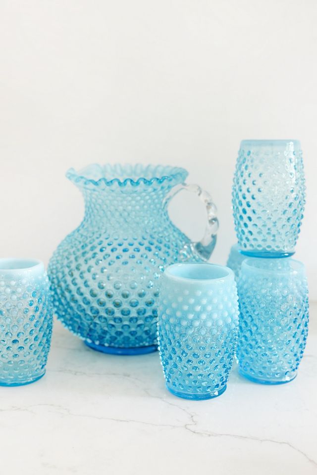 Old Flame Candle Co. Vintage Rare Blue Hobnail Glassware #1