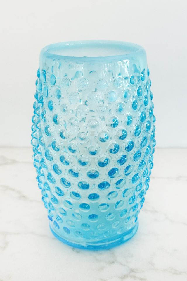 Old Flame Candle Co. Vintage Rare Blue Hobnail Glassware #3