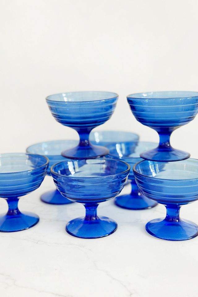 Old Flame Candle Co. Vintage MCM Royal Blue Coupe Set #1