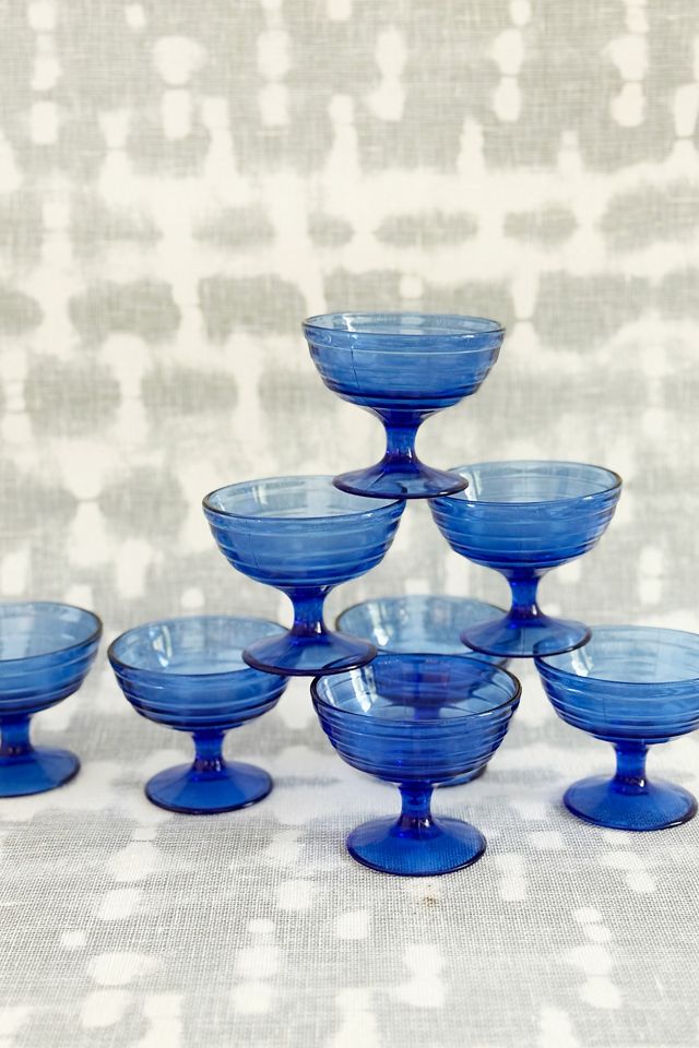 Old Flame Candle Co. Vintage MCM Royal Blue Coupe Set #2