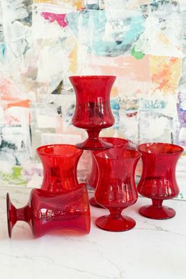 Old Flame Candle Co. Vintage MCM Morgantown Red Glassware