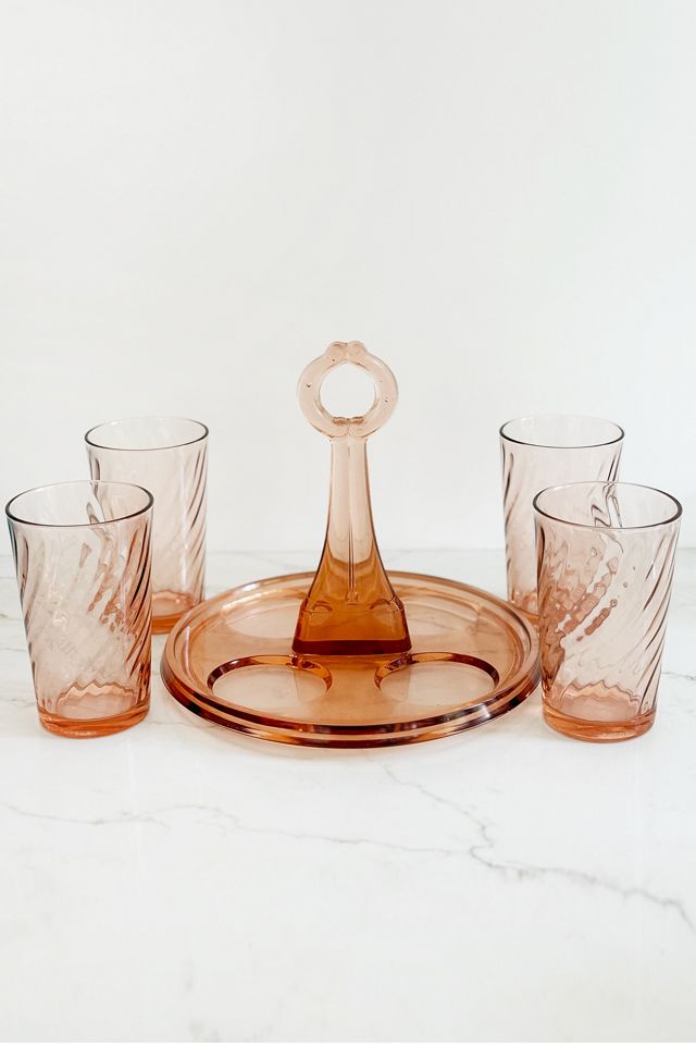 Old Flame Candle Co. Vintage Pink Glasses with Caddy #1