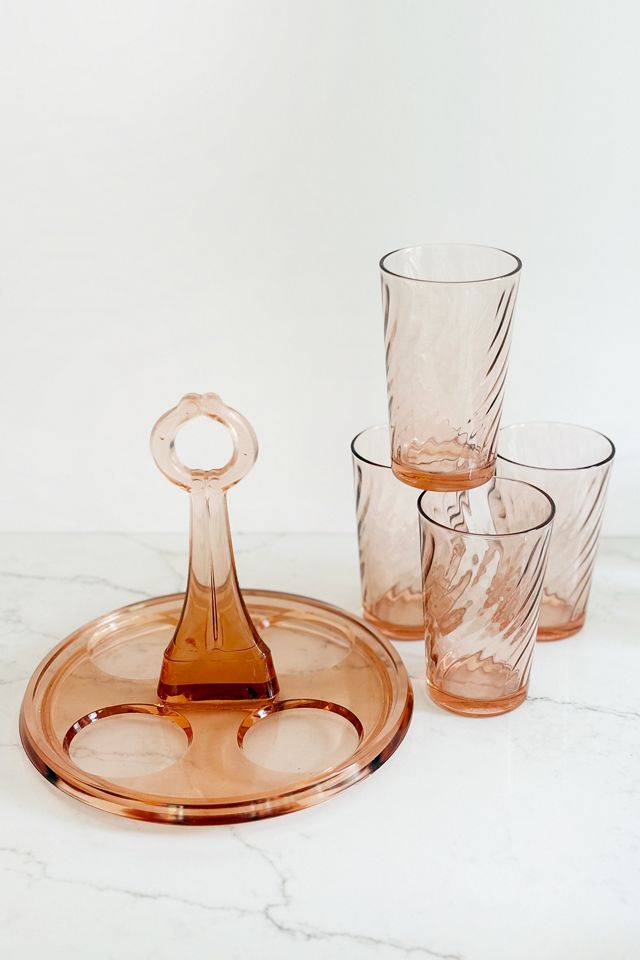 Old Flame Candle Co. Vintage Pink Glasses with Caddy #2