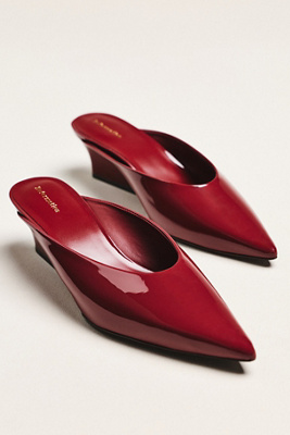 Reformation Marilyn Wedge Mule Heels In Red