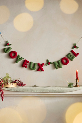 Terrain Joyeux Noel Felt Garland In Green