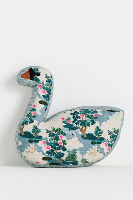 Swan Cotton Embellished Woven Shaped Pillow