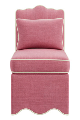 Anthropologie Scallop Linen Blend Slipper Chair In Pink