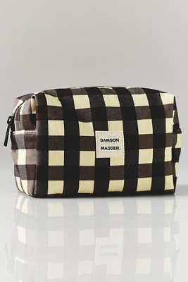 Damson Madder Plaid Recycled Cotton Makeup Bag In Brown