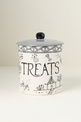 For Pete's Sake Pottery Chinoiserie Dog Treat Jar In White