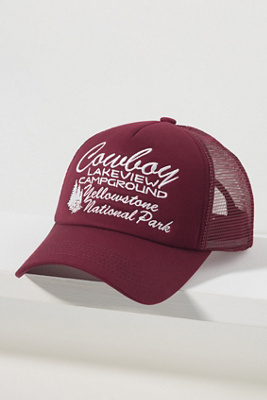 Worn/west Campground Trucker Hat In Red