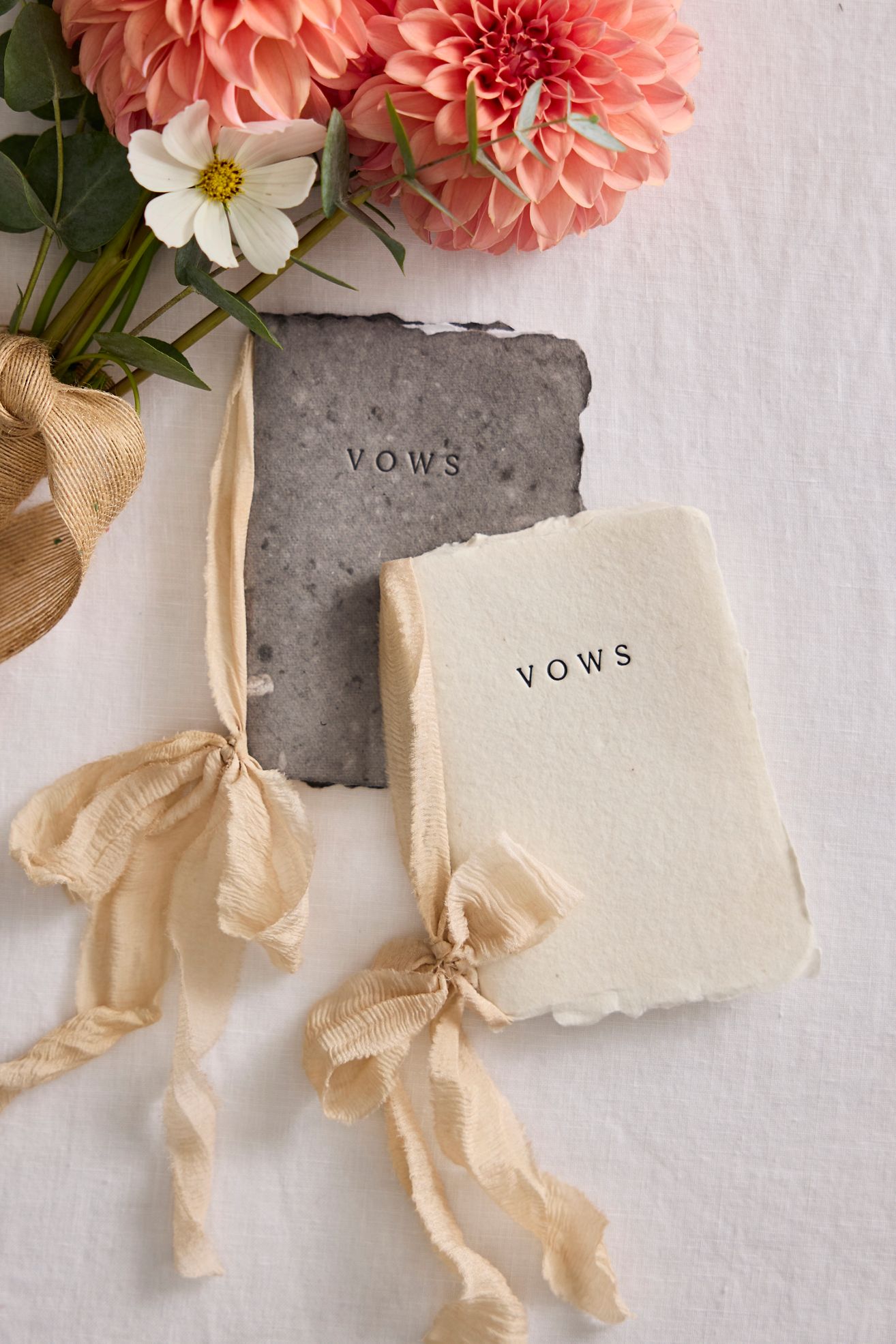 Letterpress Black + White Wedding Vow Books, Set of 2 - Multi, One Size