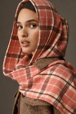 By Anthropologie Plaid Hood Scarf In Multi