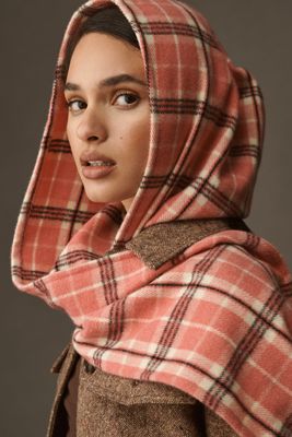 By Anthropologie Plaid Hood Scarf