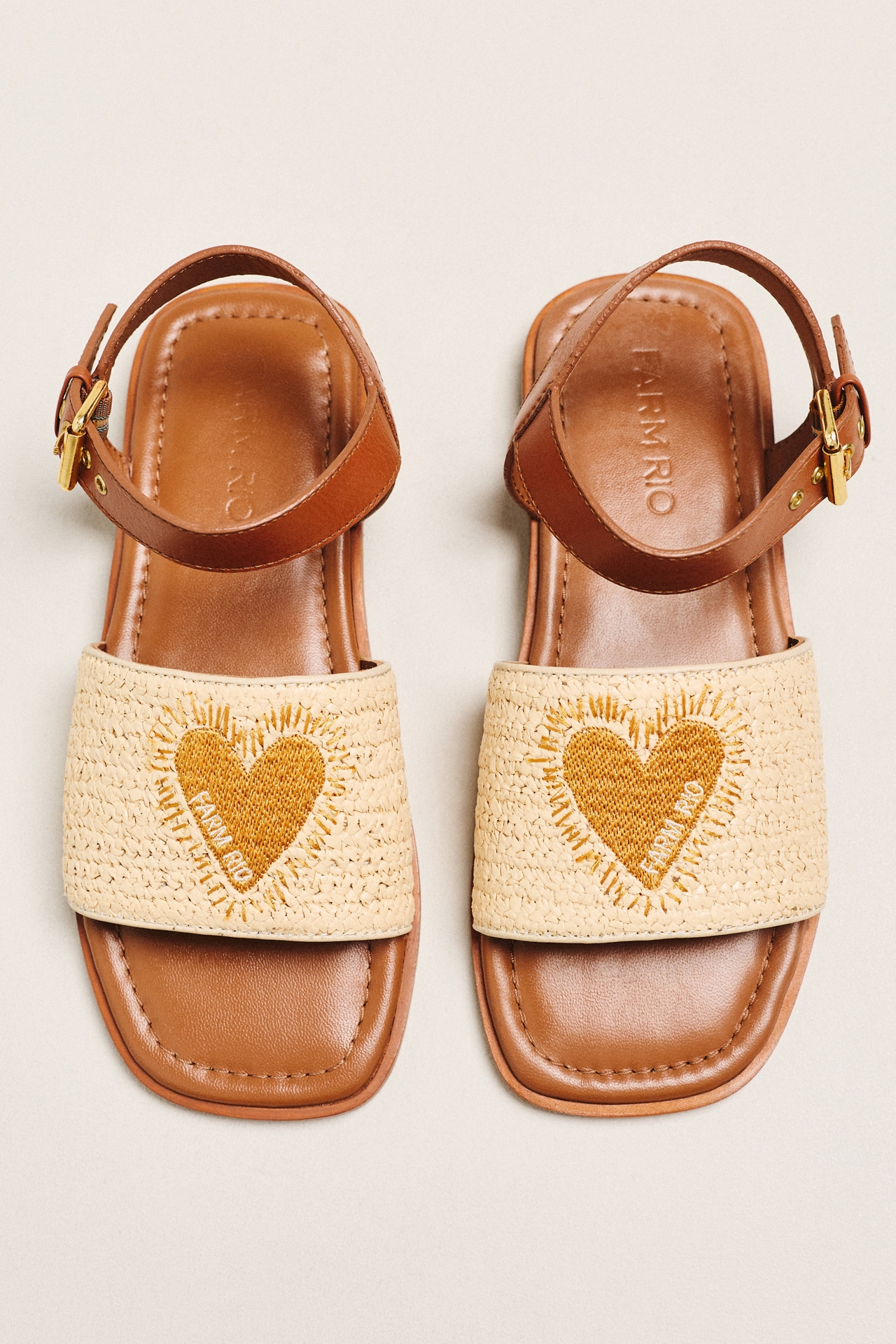 Farm Rio Raffia Heart Sandals