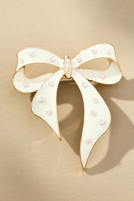 By Anthropologie Crystal Bow Brooch In White