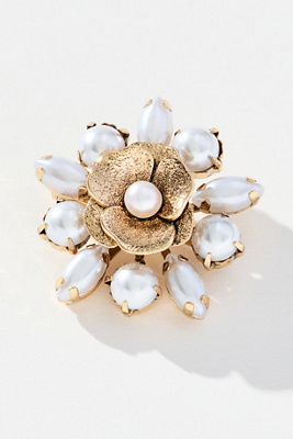 By Anthropologie Metal Flower Brooch In Gold