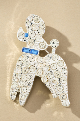 By Anthropologie Crystal Poodle Brooch In Silver