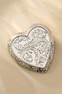 By Anthropologie Vintage Heart Brooch In Silver