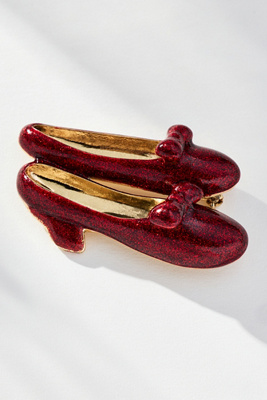 By Anthropologie Ruby Red Slippers Brooch In Red