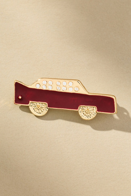 By Anthropologie Enamel Car Brooch In Red
