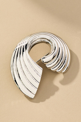 By Anthropologie Ribbed Swirl Brooch In Silver