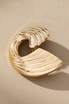 By Anthropologie Ribbed Swirl Brooch In Gold
