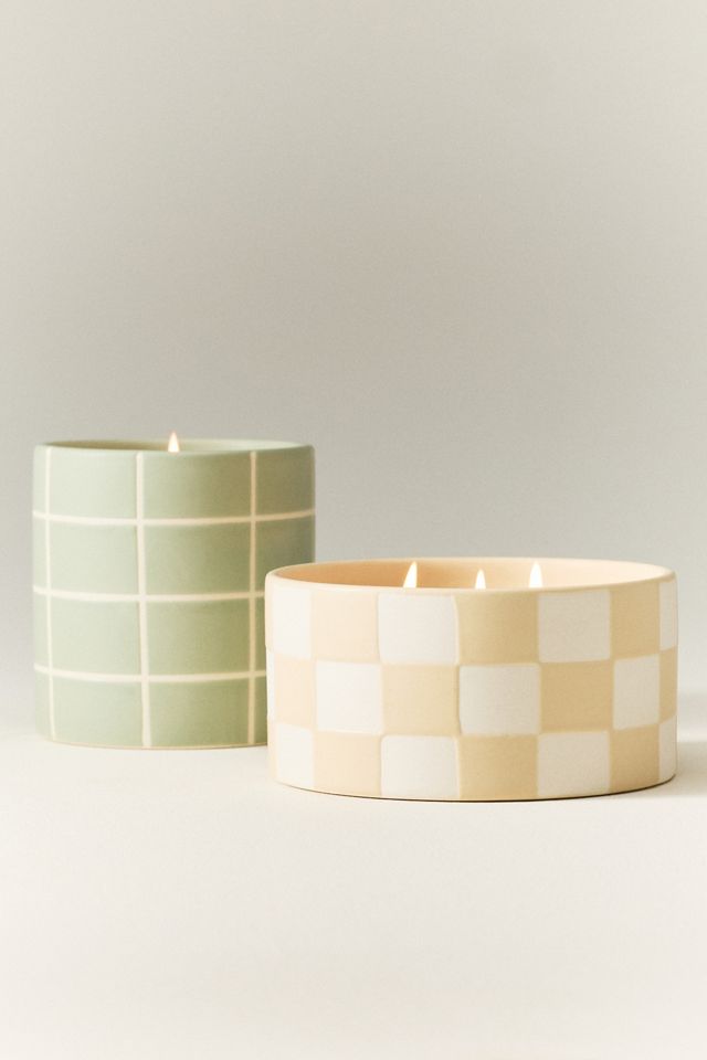 Candela in Ceramica a Schiuma Earl Grey Gourmand a Scacchi #1