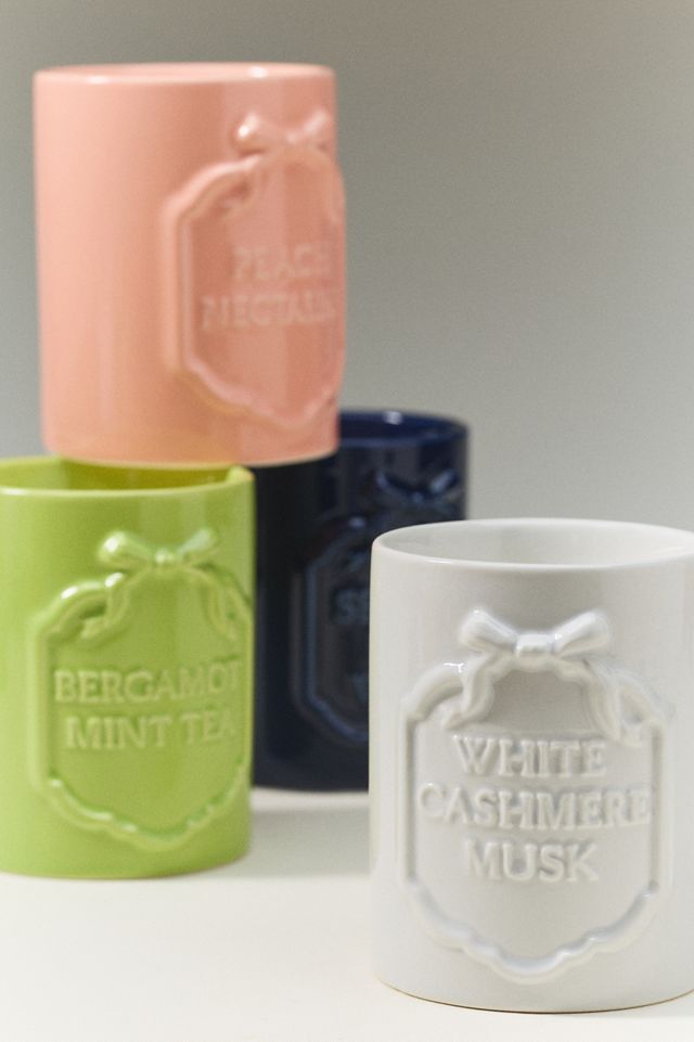 Gingham Bow Fresh Sea Salt & Driftwood Ceramic Boxed Candle #1