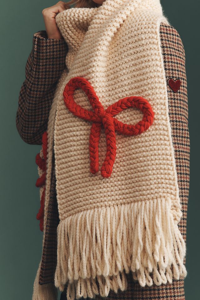 Maeve Chunky Knit Bow Scarf #1