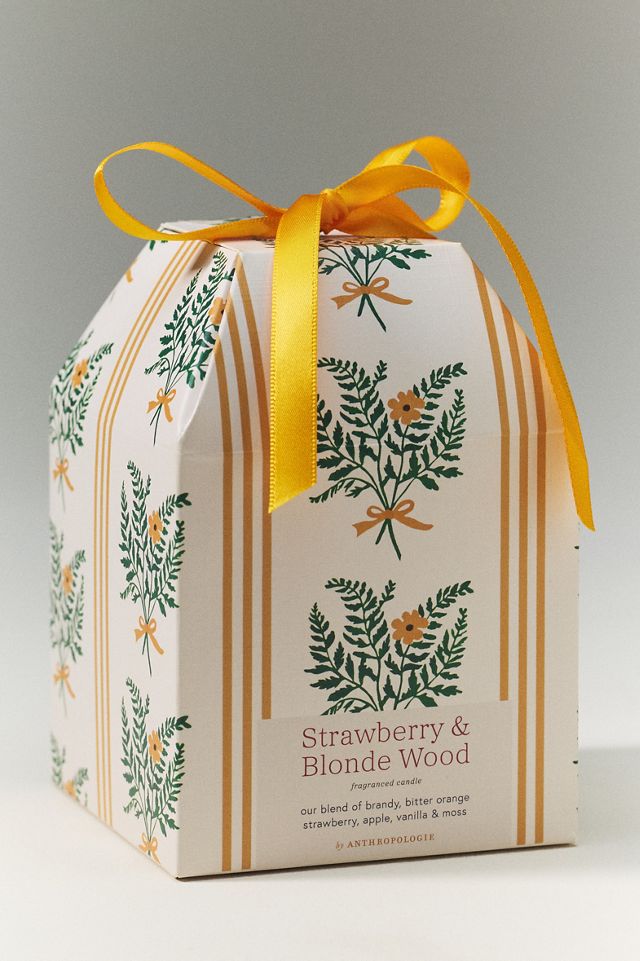 Spring Cottage Fruity Strawberry & Blonde Wood Ceramic Boxed Candle #1